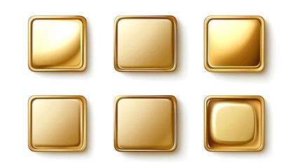 Set of Golden Square Buttons for Modern Graphic Designs