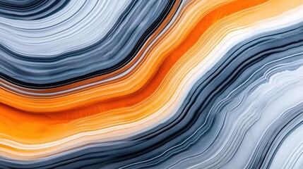 Abstract Flow of Colorful Waves in Orange and Gray Tones
