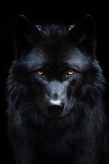 Terrifying Werewolf Portrait with Black Fur and Intense Gaze
