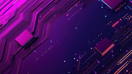 Obraz premium Abstract Purple Circuit Board Background with Glowing Elements