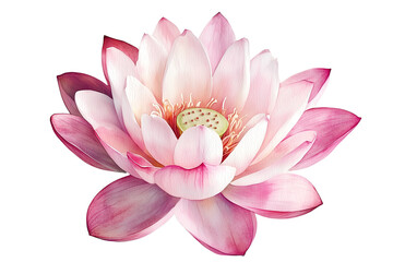  Watercolor lotus flower clip art, on Transparent PNG format Background. 