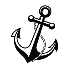 Anchor Vector Icon with Rope – Nautical, Maritime, Sailing Symbol