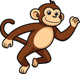 Obraz premium A cartoon monkey with smiling face illustration