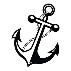 Anchor Vector Icon with Rope – Nautical, Maritime, Sailing Symbol