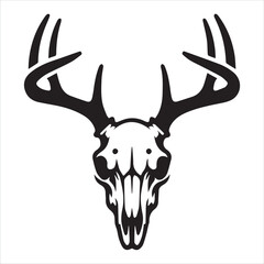 Deer Skull with Antlers Vector &ndash; Gothic Tattoo Tribal Illustration