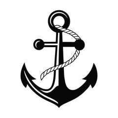 Anchor Vector Icon with Rope – Nautical, Maritime, Sailing Symbol
