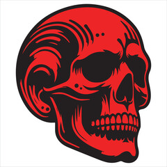 Red Skull Vector &ndash; Bold and Striking Skeleton Head with a Horror and Punk Rock Aesthetic