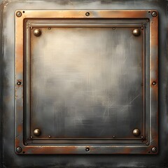 design, Metal background with a rusty border. Grunge gray background. Vintage metal plate.