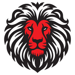 Lion Vector Logo – Bold and Fierce Stylized Lion Head with Intricate Mane and Striking Red Facial Features