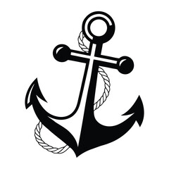 Anchor Vector Icon with Rope – Nautical, Maritime, Sailing Symbol