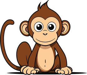 Obraz premium A cartoon monkey with smiling face illustration