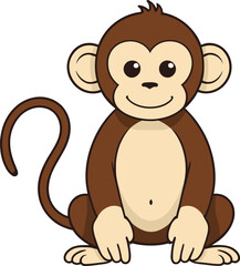 Obraz premium A cartoon monkey with smiling face illustration