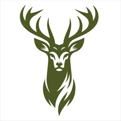 Deer Logo Vector with Stylized Antlers – Symmetrical Wildlife Illustration in a Bold Artistic Design