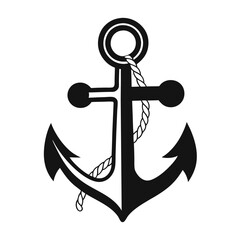 Anchor Vector Icon with Rope – Nautical, Maritime, Sailing Symbol