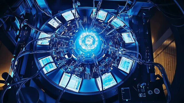 Nuclear fusion plasma thermonuclear energy generator reactor overhead shot