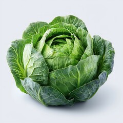 Fototapeta premium A fresh green cabbage with tightly packed leaves, showcasing its natural beauty.