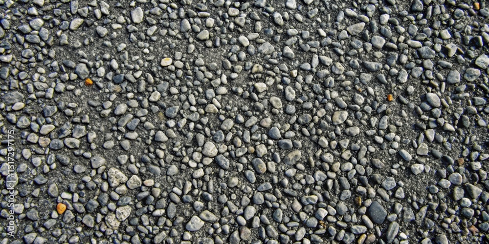 Poster A close-up view of a gravel surface with various sized and shaped stones, showing a natural texture and a subtle variation in color tones.