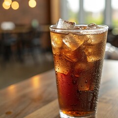 glass of cola with ice