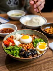 Bibimbap sometimes romanized as bi bim bap Food photography