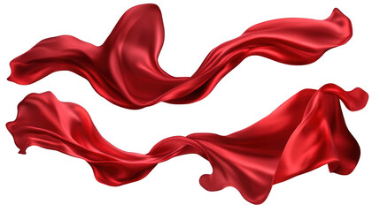 Fototapeta premium Elegant Flowing Red Fabric Waves on Black Background