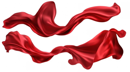 Elegant Flowing Red Fabric Waves on Black Background