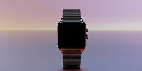 Fototapeta premium Fitness tracker seamlessly integrated with sleek smartwatch, both shimmering gently against a shadowy background.