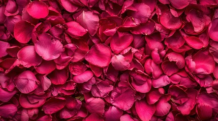 Vibrant Red Rose Petals Scattered on Soft Background
