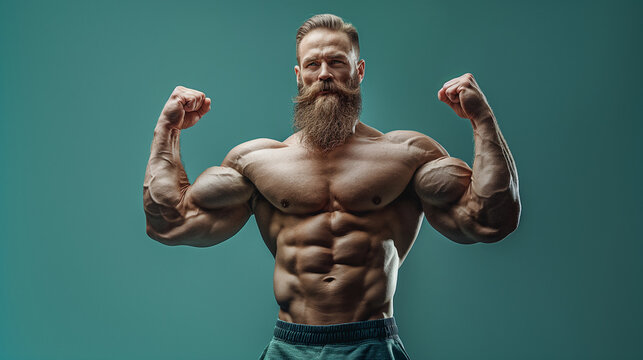 ポーズを決めるマッチョで初老の男性