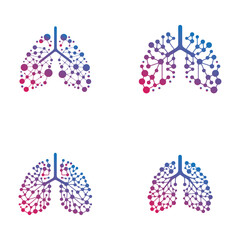 set of bundle gradient lung tech logo design