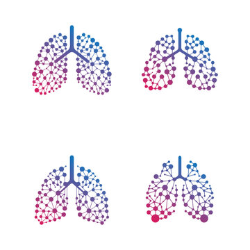 set of bundle gradient lung tech logo design