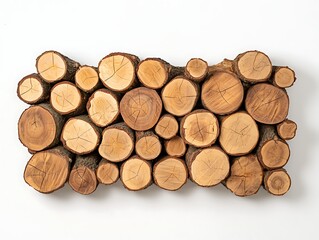 Natural Wooden Logs Arrangement on Plain Background for Rustic Decor and Design Projects