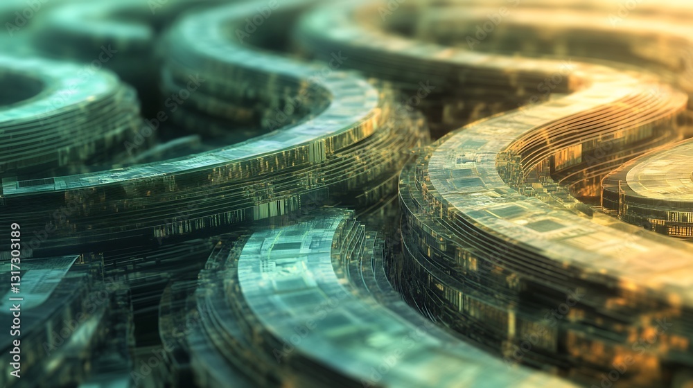Aufkleber Abstract rendering of fiscal policy showcasing symbolic layer dynamic pathways representing government spending