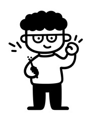 Fototapeta premium Creative character holding a tool, celebrating an achievement in an imaginative design world