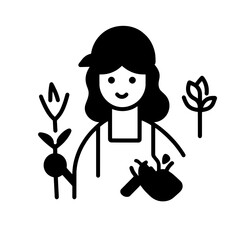 Fototapeta premium Gardening enthusiast happily tending to plants with love and care during a sunny afternoon in the backyard garden