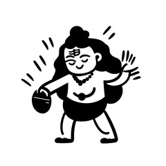 Celebrating joy with a playful figure bringing happiness through dance and traditional culture