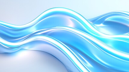 Obraz premium Abstract Flowing Blue Waves with Glossy Surface and Soft Light Reflections