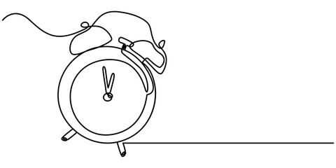 Efficiency continuous line drawing with color shapes, Continuous one line drawing of clock. Clock linear icon, Alarm Clock Continuous Line Drawing with Editable Stroke, Continuous line drawing.