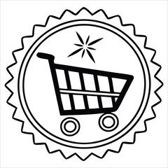 E-commerce Icon of a Shopping Cart with ster Label for Sale © Gofur Artistry