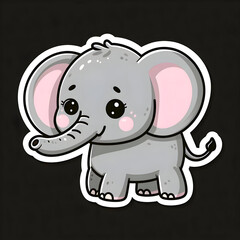Naklejka premium cute elephant sticker isolated on black background