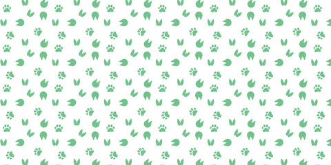 minimalist seamless pattern featuring various animal footprint including cat, horse, and llama for fabric and wallpaper. animal footprint background