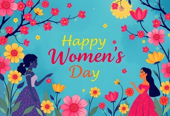 Happy Women’s Day – Elegant Floral Illustration Celebrating Women’s Strength & Beauty