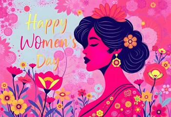 Happy Women’s Day – Elegant Floral Illustration Celebrating Women’s Strength & Beauty