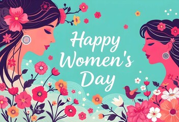Happy Women’s Day – Elegant Floral Illustration Celebrating Women’s Strength & Beauty
