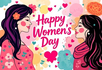 Happy Women’s Day – Elegant Floral Illustration Celebrating Women’s Strength & Beauty