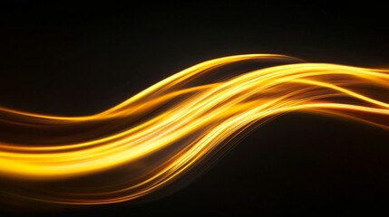 Abstract golden waves, flowing golden light on a dark background, evoking elegance and dynamism, ideal for artistic projects.