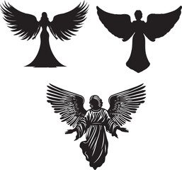 Angel with Large wings outstret Silhouette vector