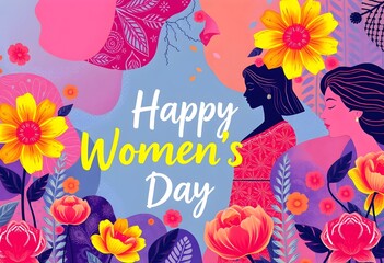 Happy Women’s Day – Elegant Floral Illustration Celebrating Women’s Strength & Beauty
