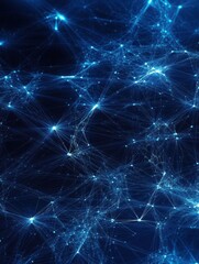 Blue digital network with glowing connections- representing the power of technology and global...