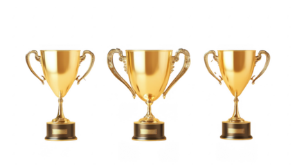Golden Trophy Collection on Isolated Background for Achievement