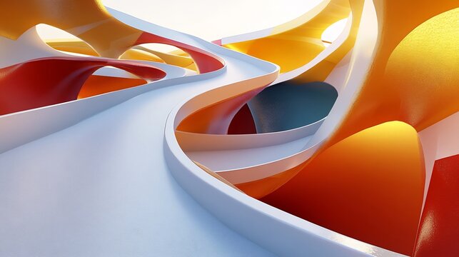 Abstract rendering of promotional strategy showcasing symbolic pathways dynamic shapes brand promotion